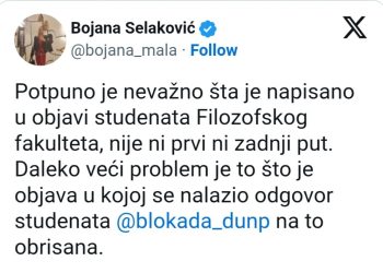 Још једна расправа међу блокадерима: Почели да бришу објаве једни другима