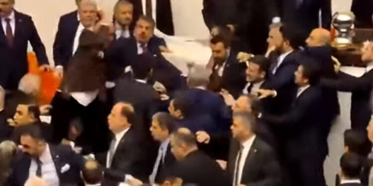 Туча посланика током полагања заклетве у турском парламенту