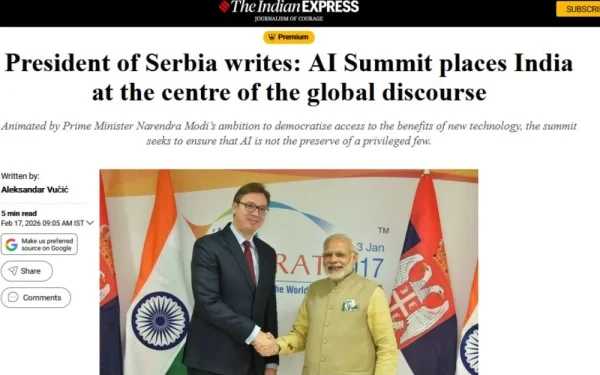 Вучићев текст у најчитанијим новинама у Индији: Односи Србије и Индије утемељeни у снажној историји сарадње